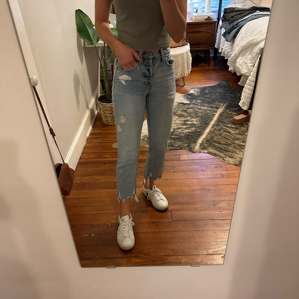 PISTOLA Mid Rise Crop Straight Leg Jeans